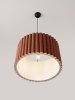 Lampa wisząca kolor karmelowy lniany abażur plisowany okrągły nowoczesna minimalistyczna dekoracyjna Luces Exclusivas